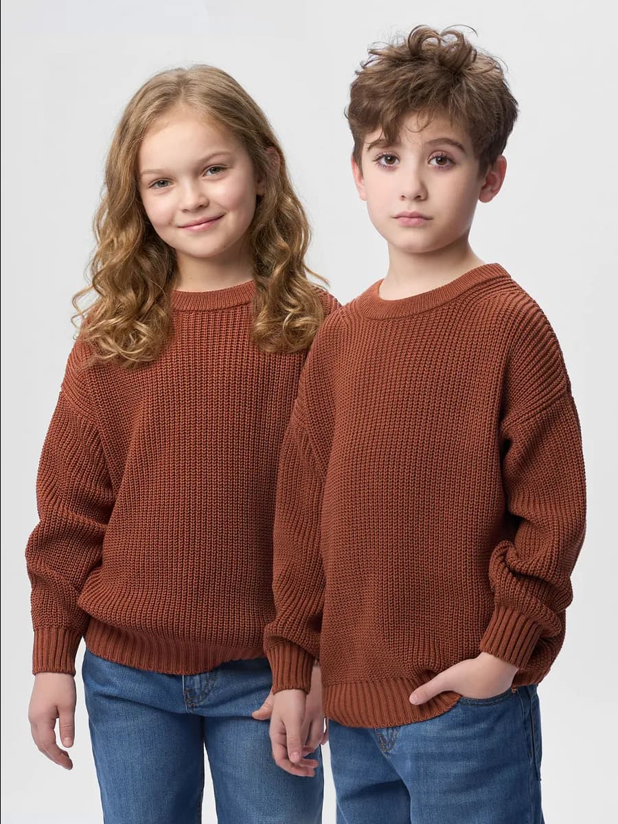 Джемпер для девочки и мальчика вязаный детский оверсайз