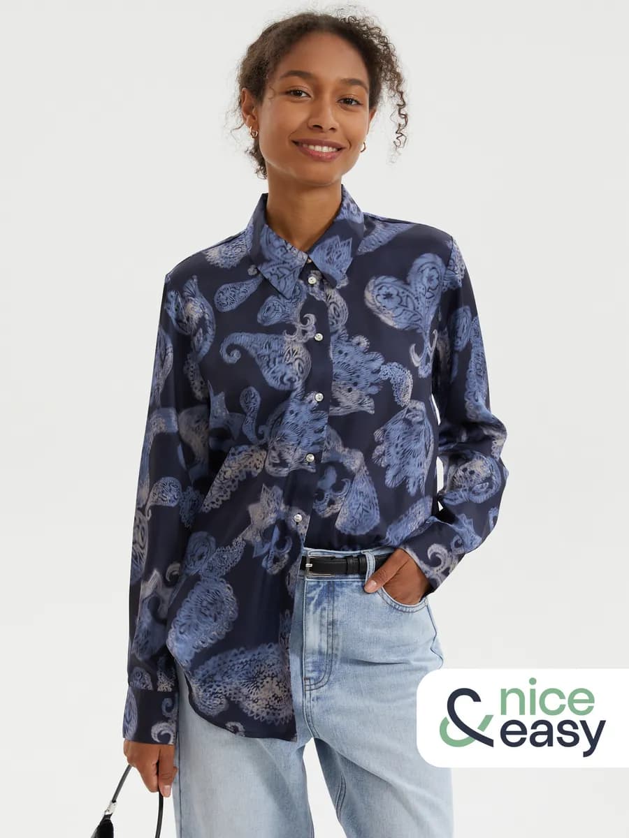 Женская рубашка с принтом длинный рукав