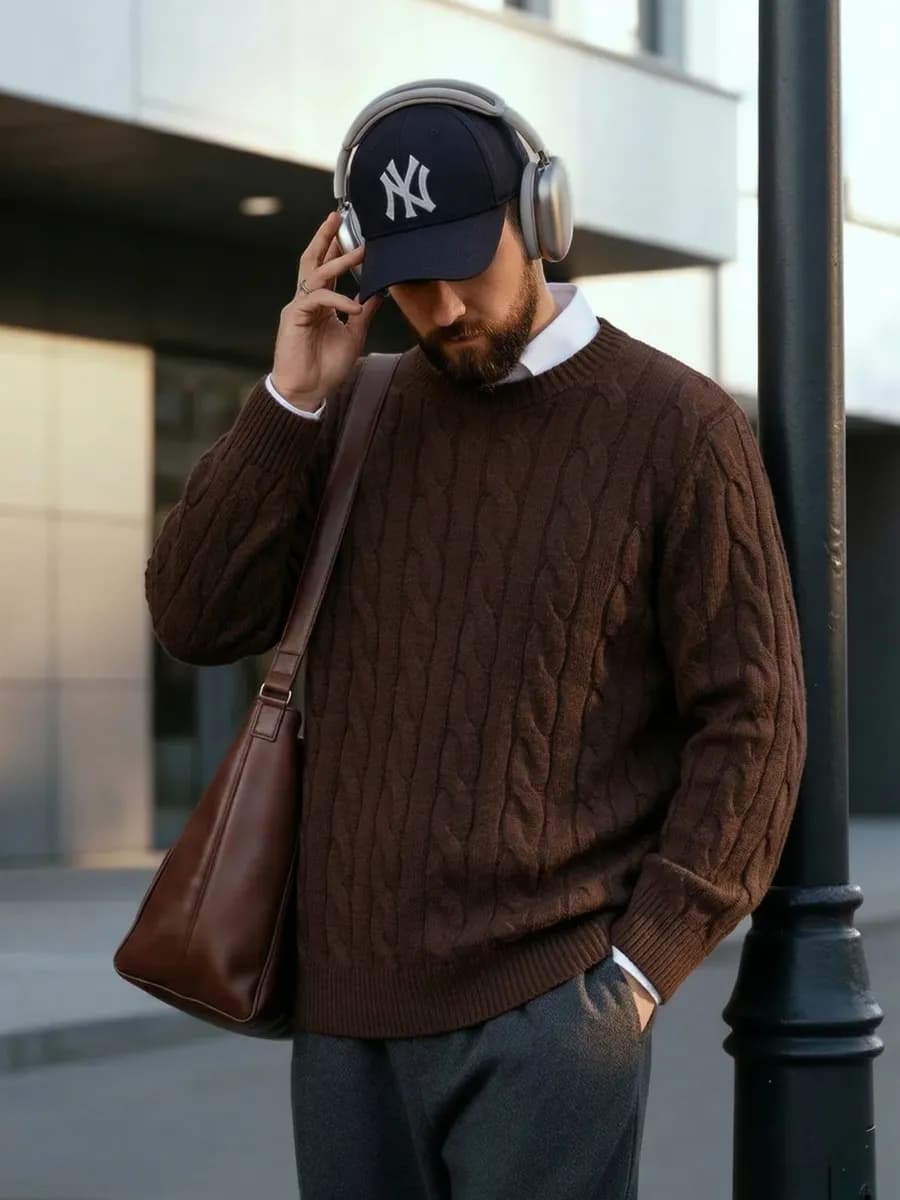 Свитер вязаный утепленный