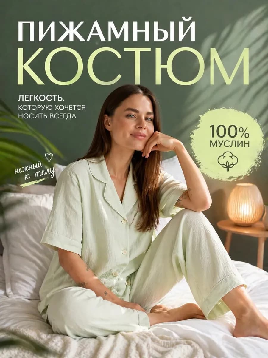 Пижамный костюм домашний из вискозы