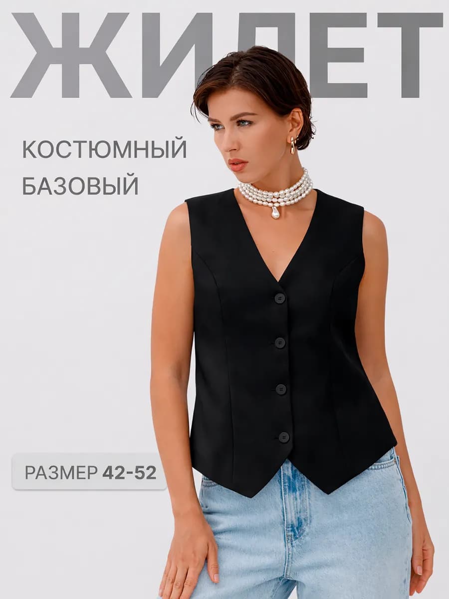 Жилетка классическая костюмная безрукавка