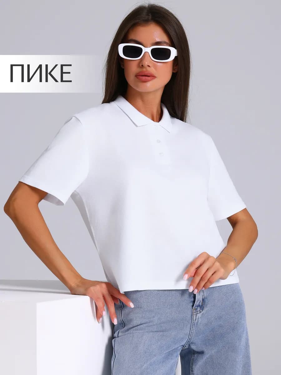 Поло женское укороченное оверсайз