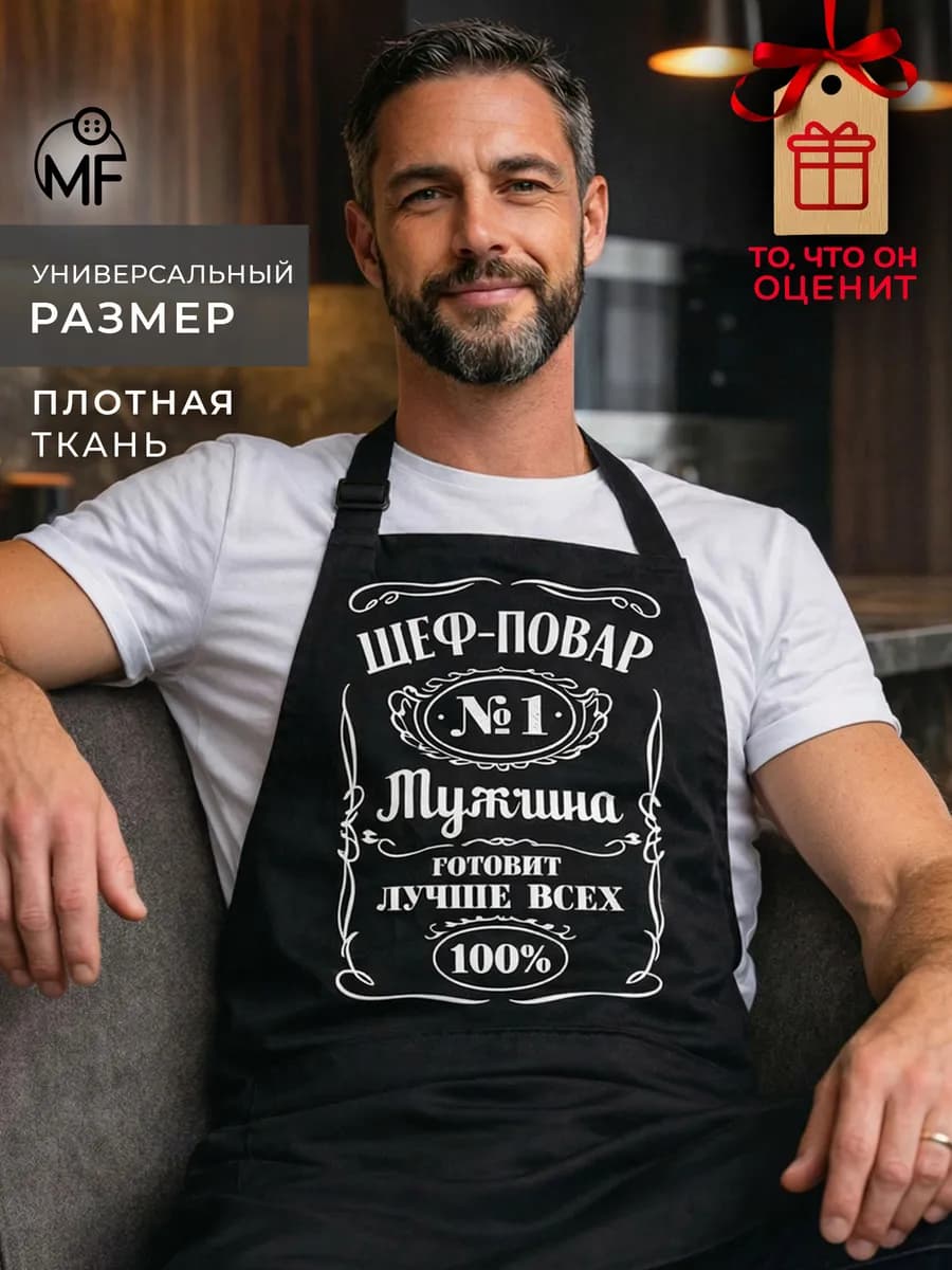 Фартук подарочный кухонный универсальный рабочий с принтом