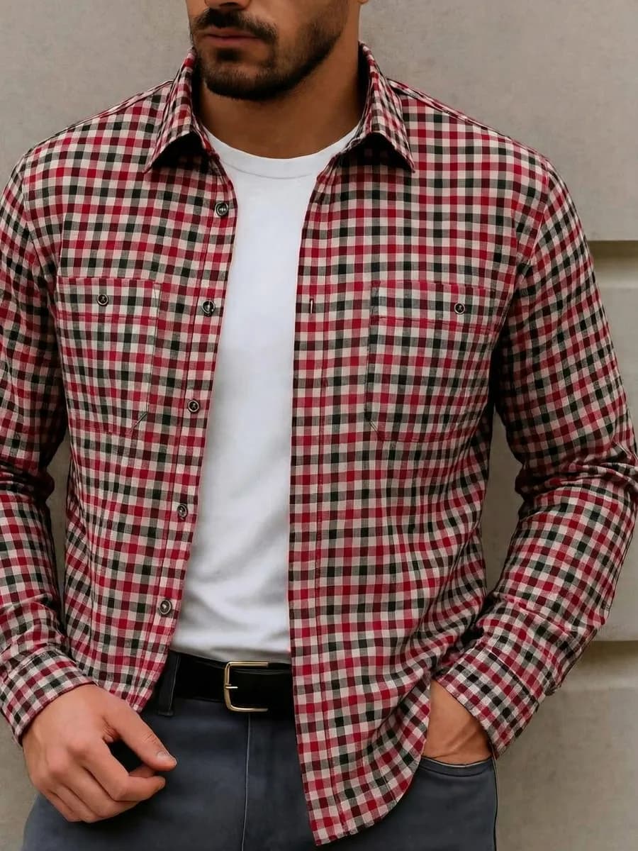 Рубашка в клетку с длинным рукавом