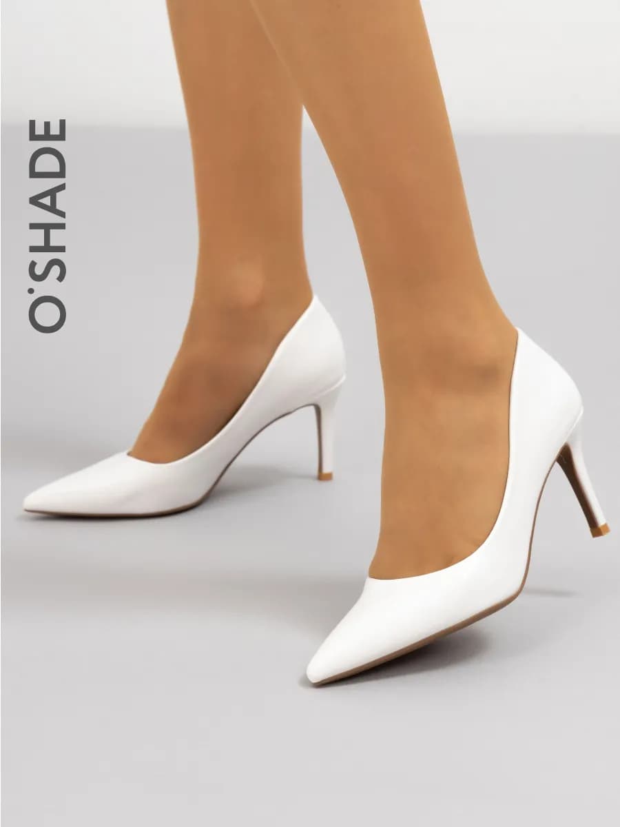 Туфли белые женские на каблуке