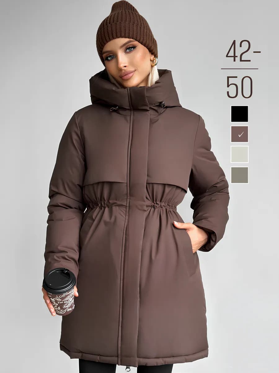 Куртка зимняя парка с капюшоном удлиненная