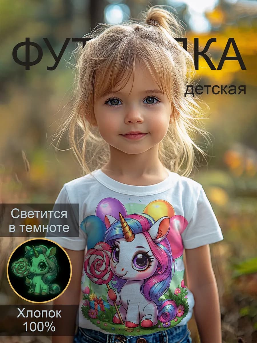 Детская с принтом Единорог с воздушными шарами