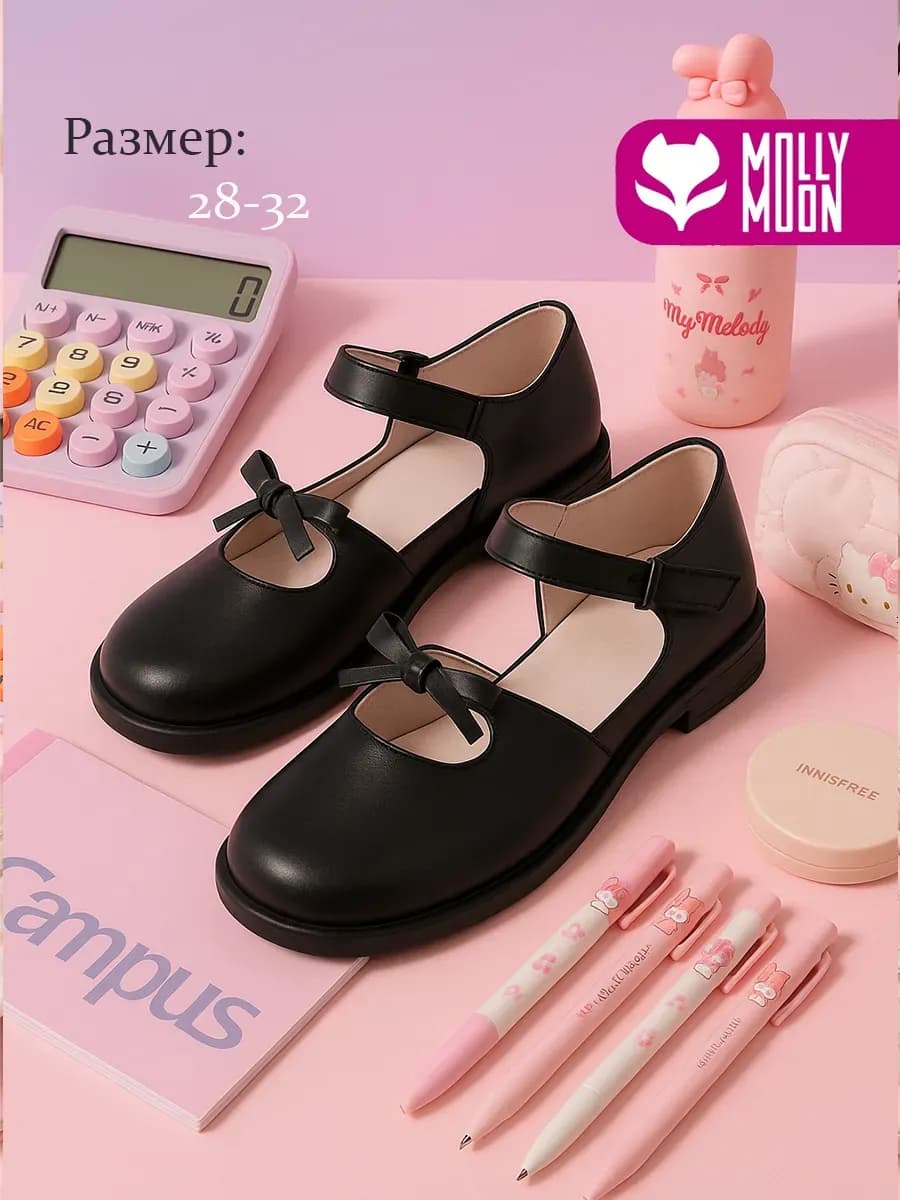 Туфли школьные детские на липучке