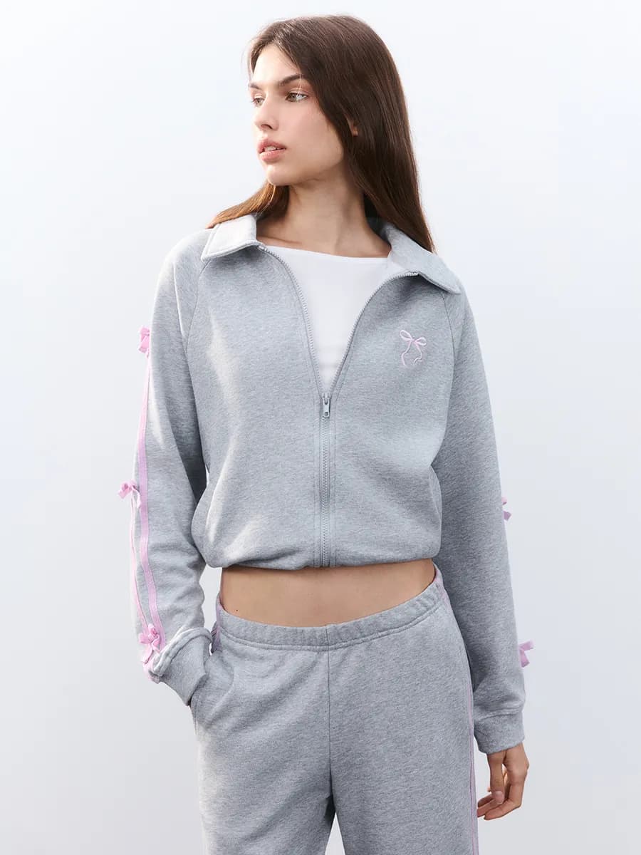 Худи зипка с лампасами и бантиками