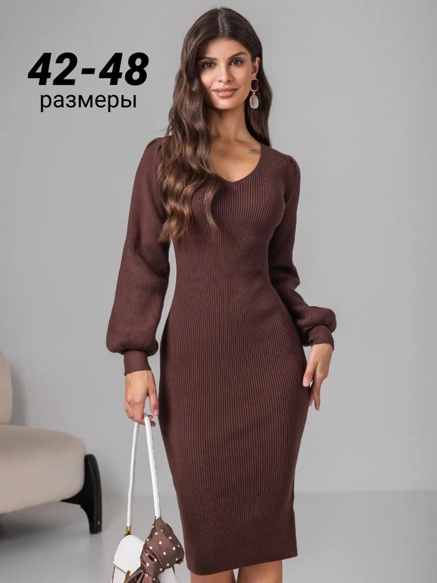 Трикотажное платье вязаное лапша - фото 1