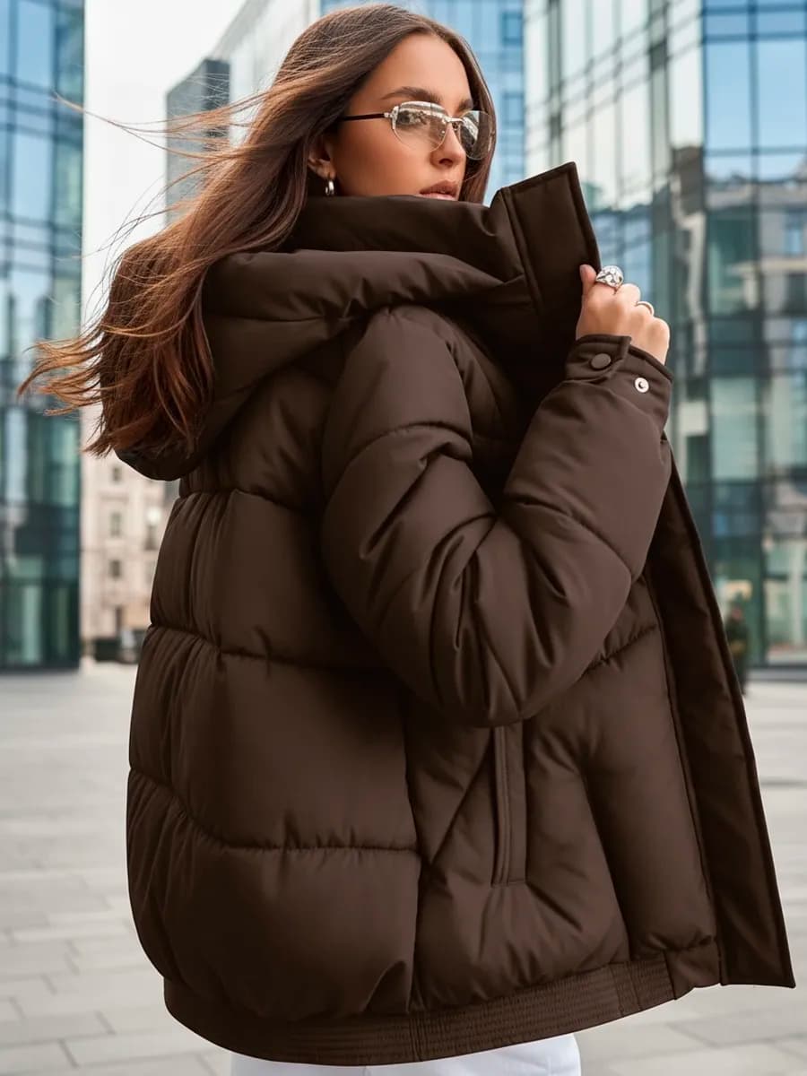 Куртка зимняя короткая оверсайз с капюшоном