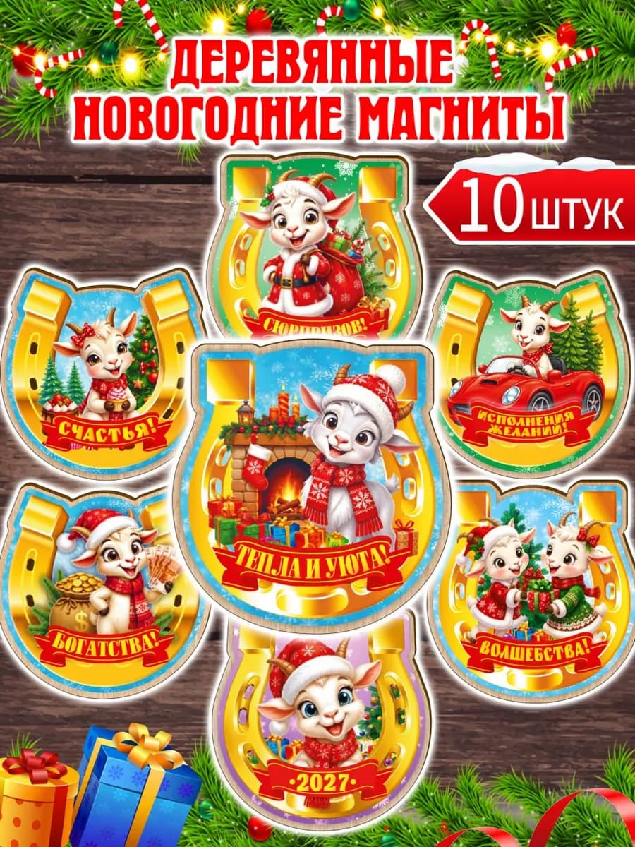 Магниты новогодние сувенирные 2027 Набор 10 штук