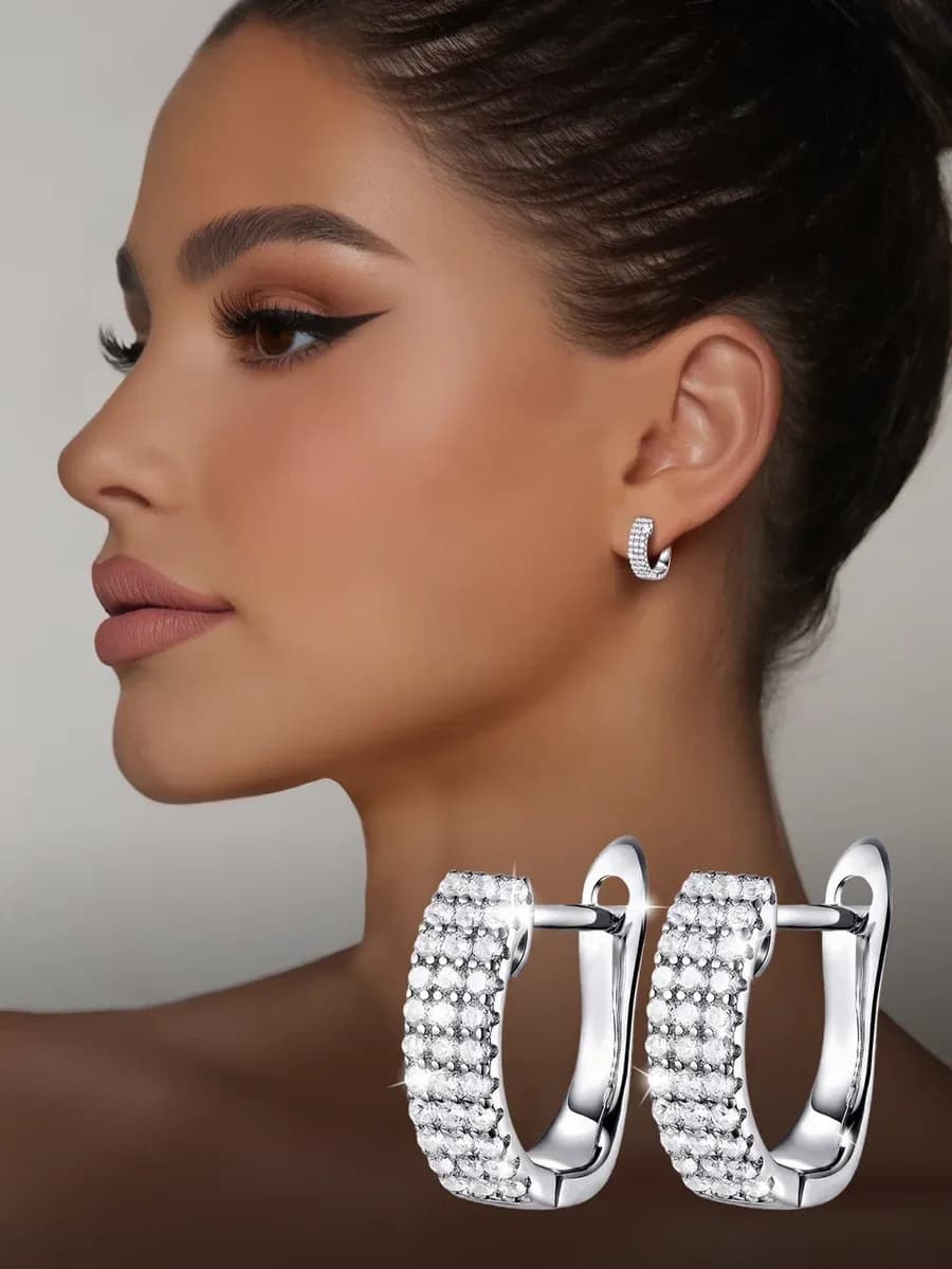 Серьги бижутерия с фианитами - фото 1