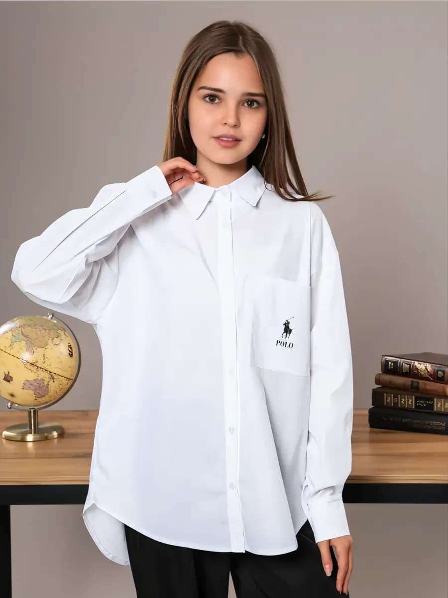 Рубашка школьная белая оверсайз