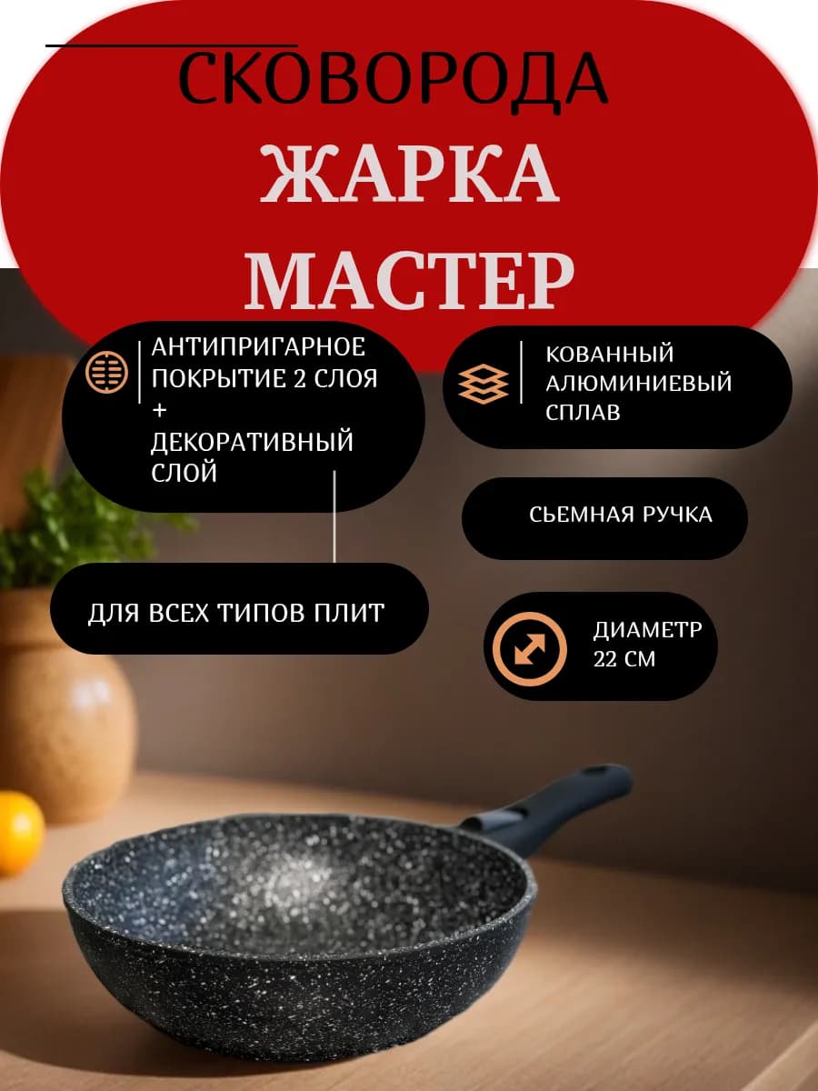 Сковорода антипригарная 22 см