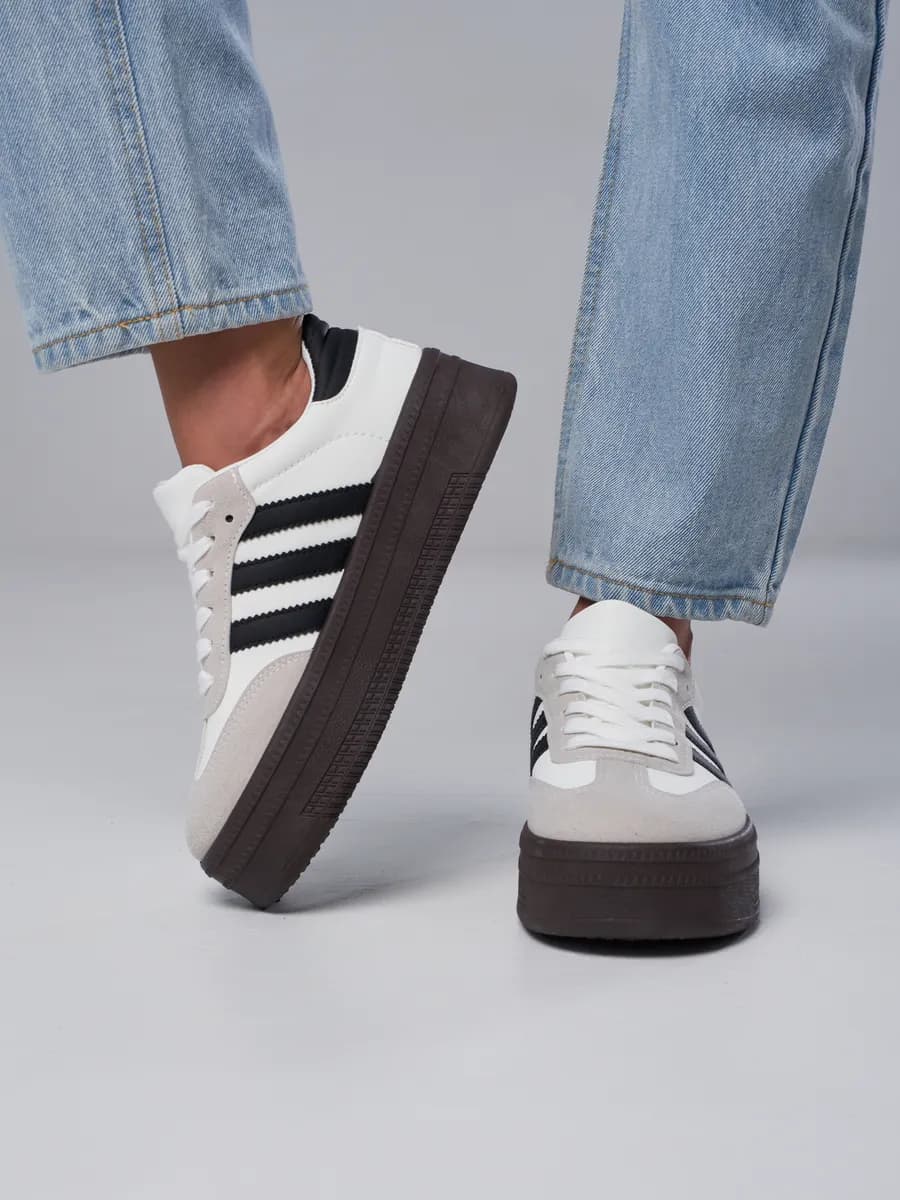 Кеды женские белые на высокой платформе