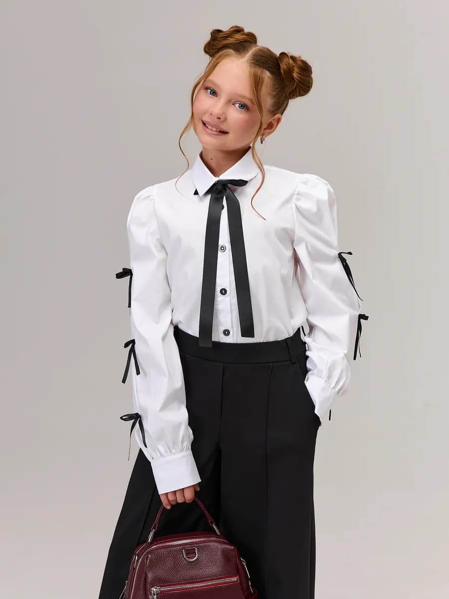 Блузка рубашка школьная с бантиком