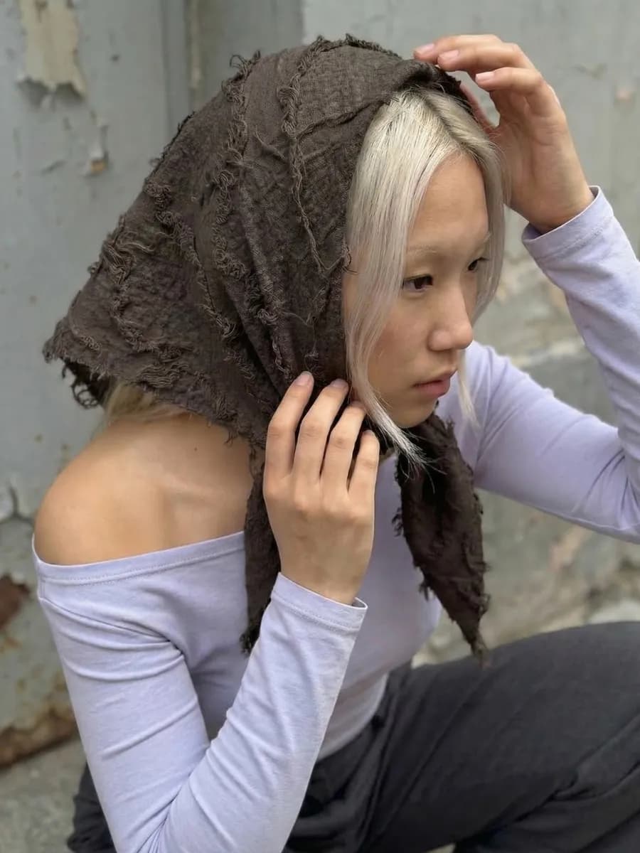 Платок косынка на голову и шею осенний - фото 1