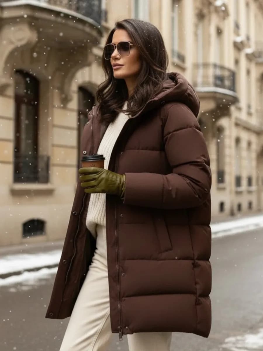 Куртка зимняя удлиненная с капюшоном