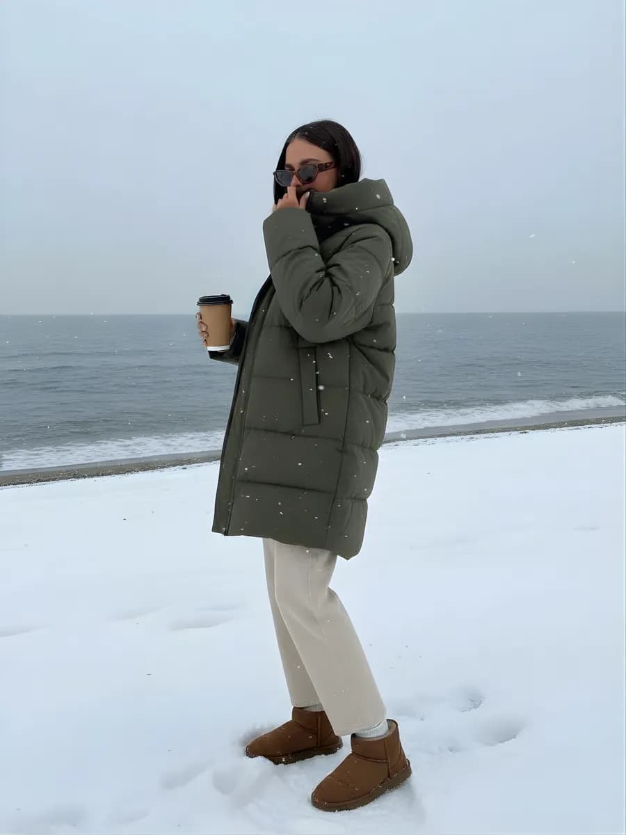 Куртка зимняя удлиненная с капюшоном