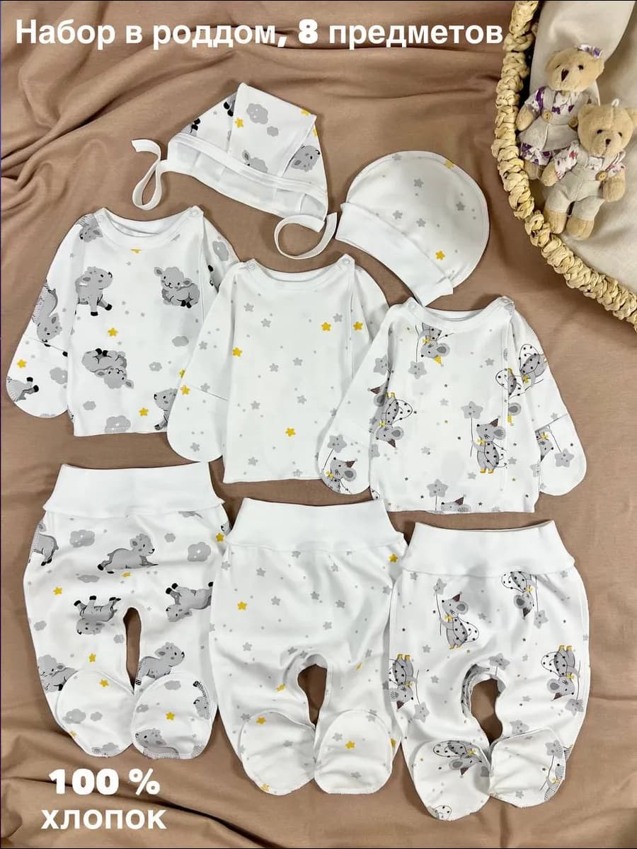 Комплект одежды для новорожденного в роддом, 8 предметов