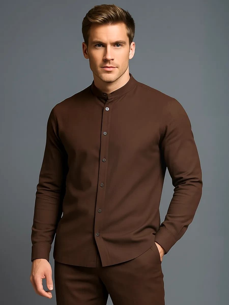 Рубашка повседневная воротник стойка от костюма