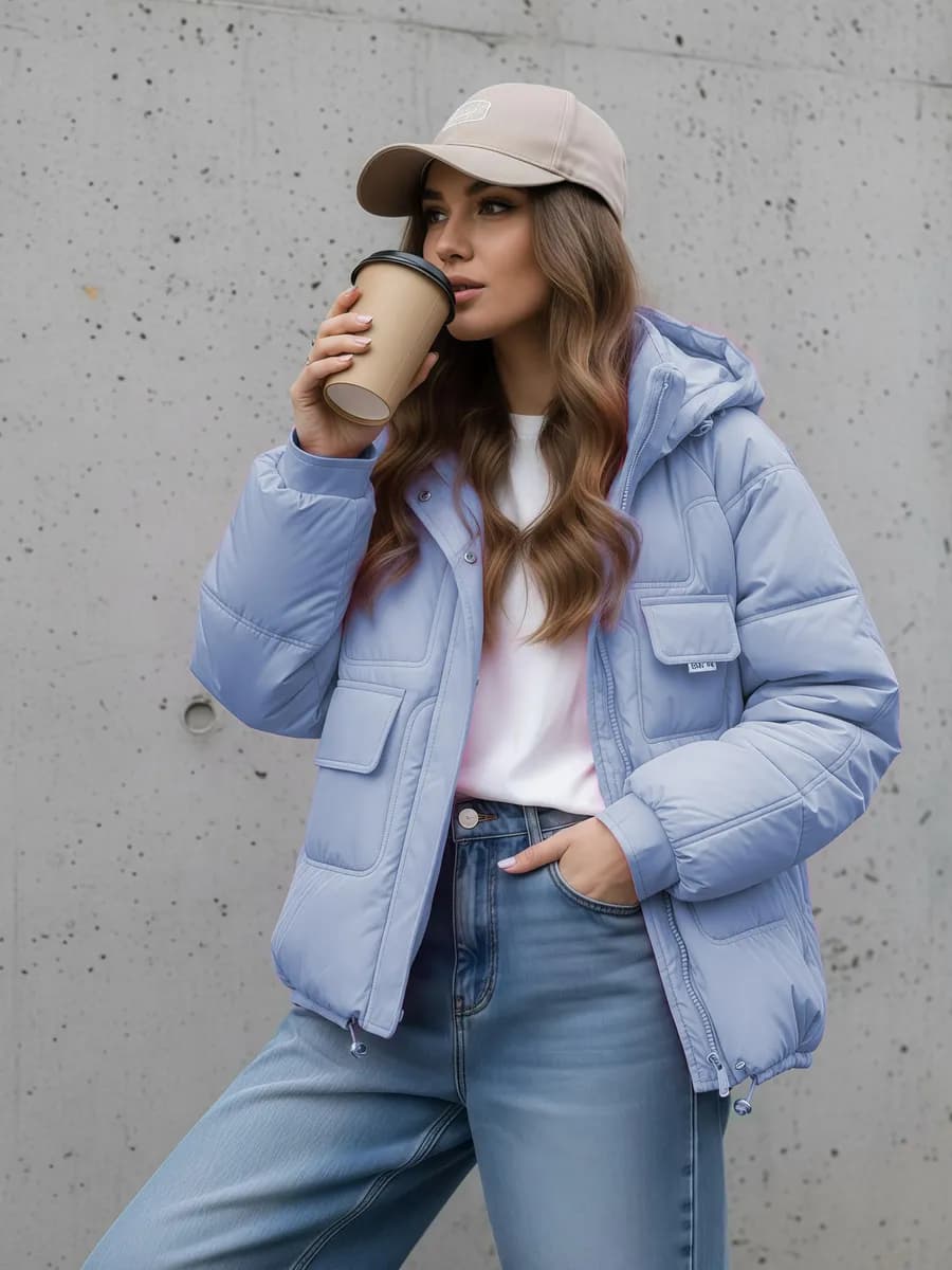 Куртка зимняя короткая с капюшоном