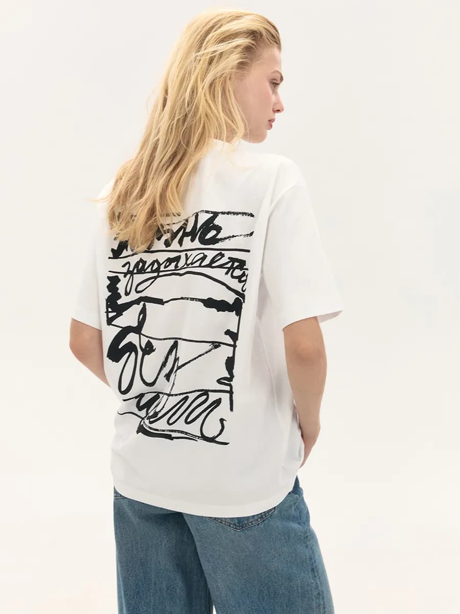 Футболка оверсайз хлопковая с принтом - фото 1