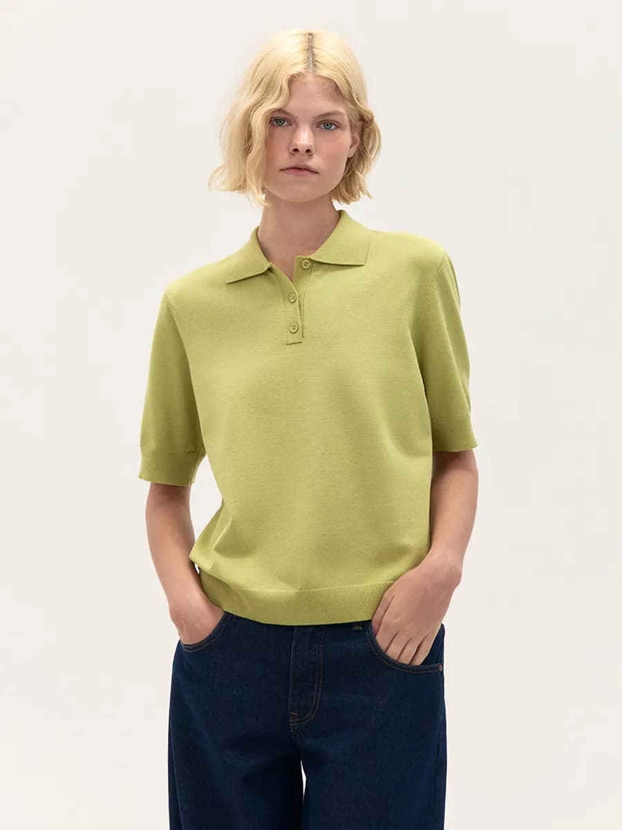 Джемпер-поло из вязаного трикотажа