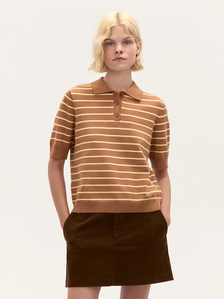 Джемпер-поло из вязаного трикотажа