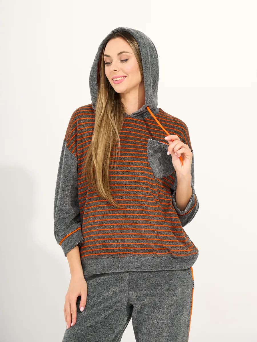 Костюм мягкий худи и брюки для дома и дачи