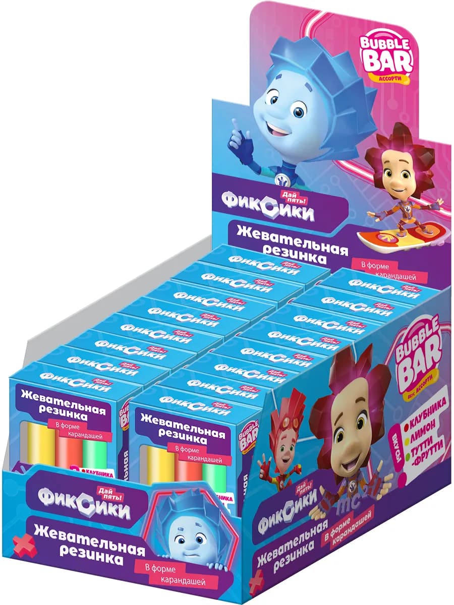 Жевательная резинка в форме карандашей Фиксики, 16 шт