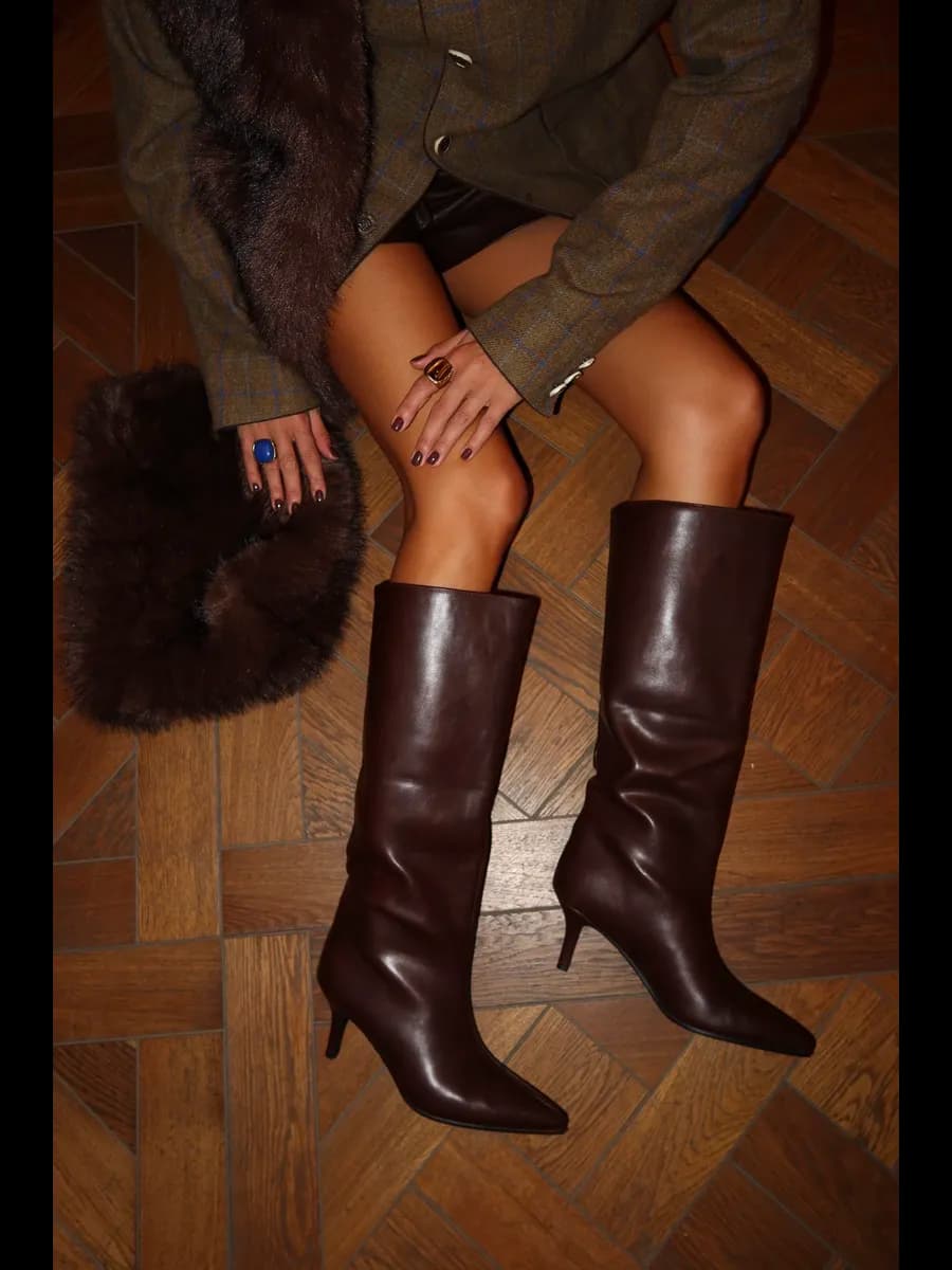 Сапоги демисезонные трубы на каблуке