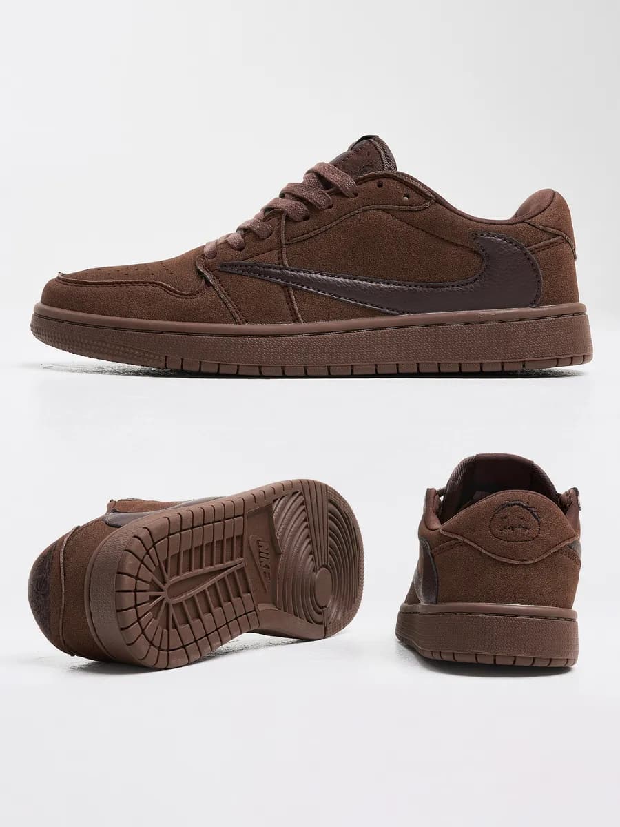 кроссовки кеды TRAVIS SCOTT x Air Jordan 1 Low Velvet Brown