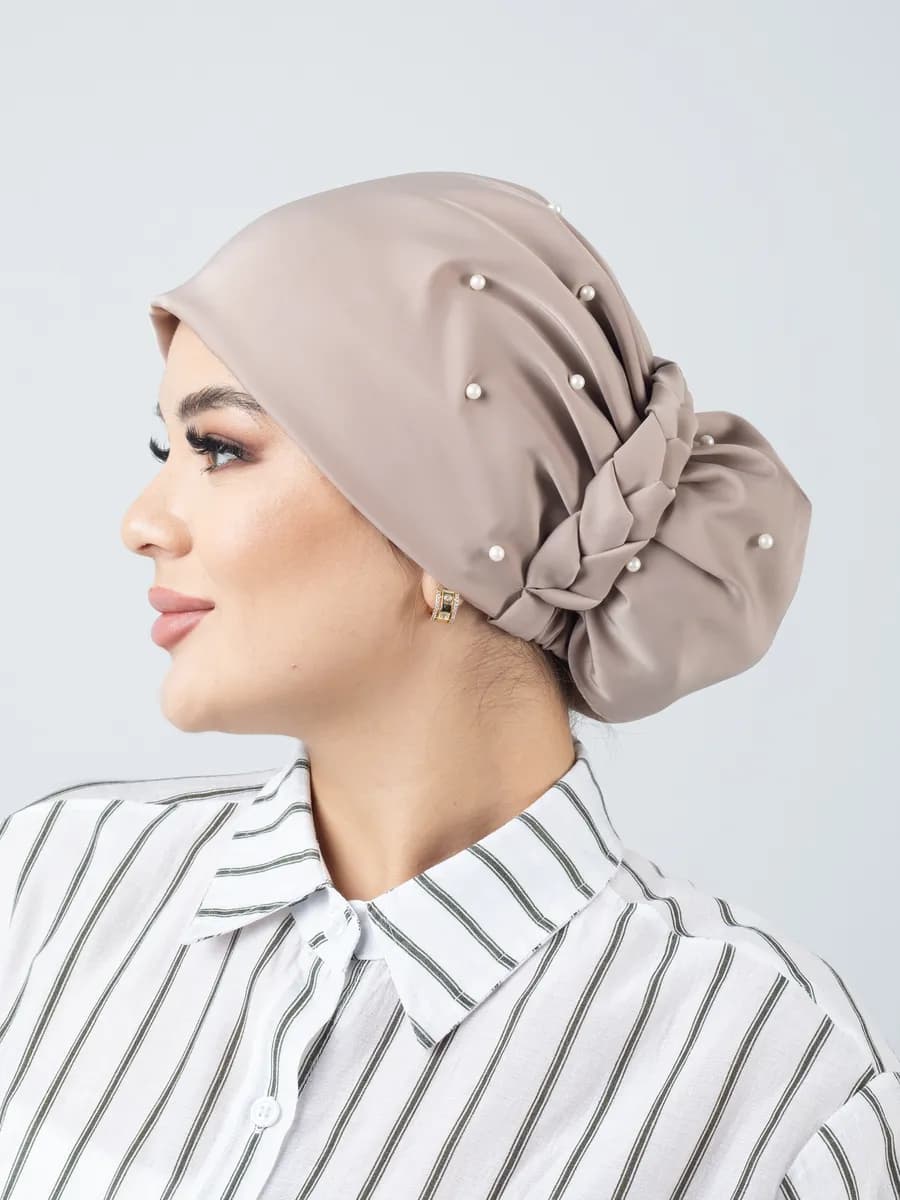 Готовый платок на резинке.Тюрбан.Жемчуг