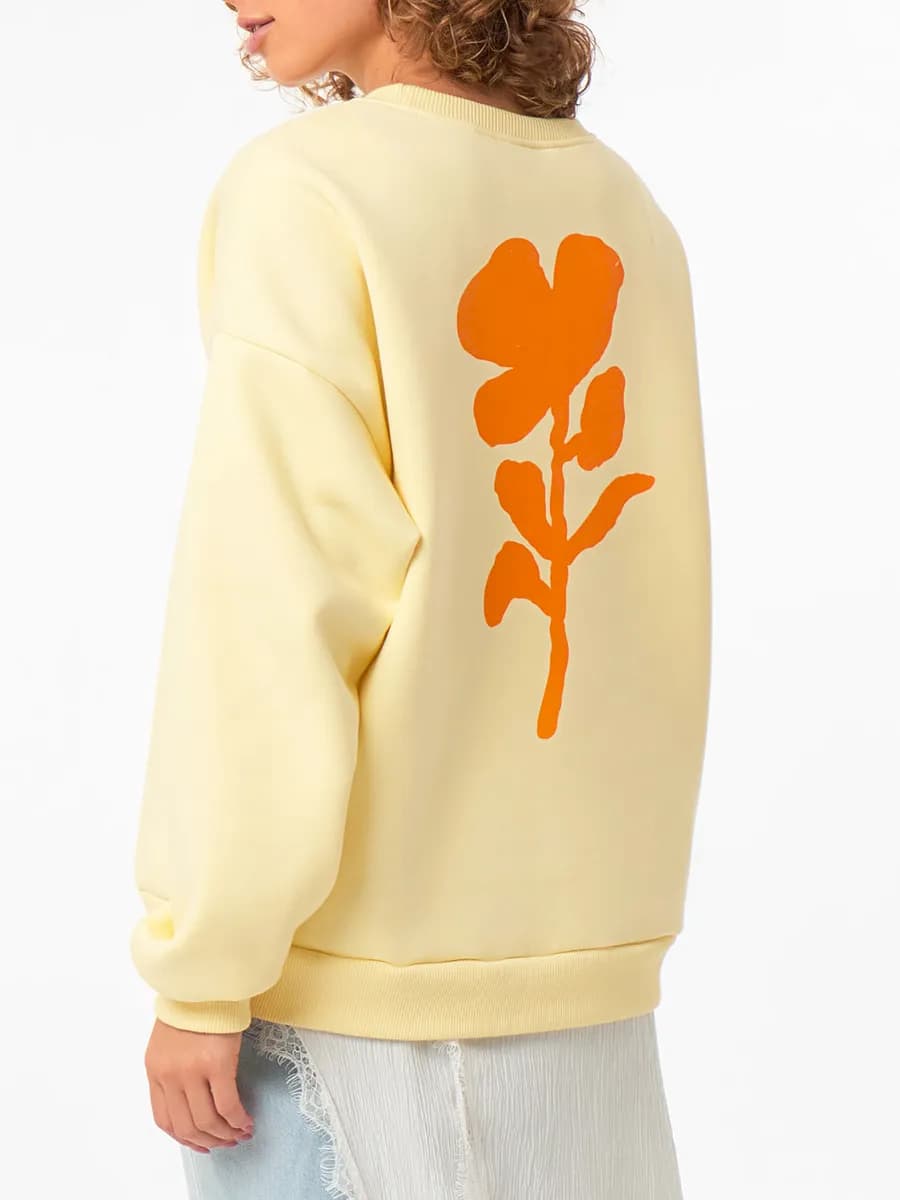 Свитшот оверсайз женский с начесом Цветок