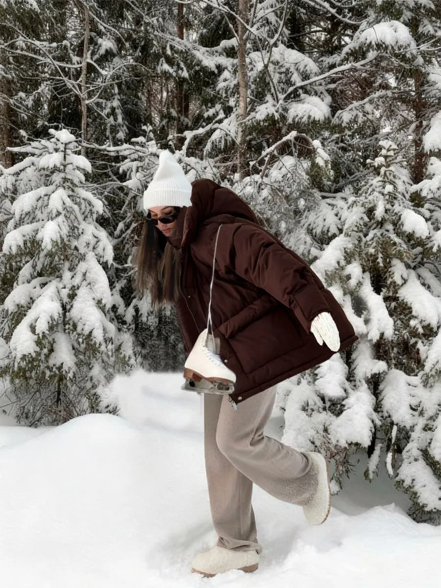 Куртка зимняя удлиненная с капюшоном оверсайз