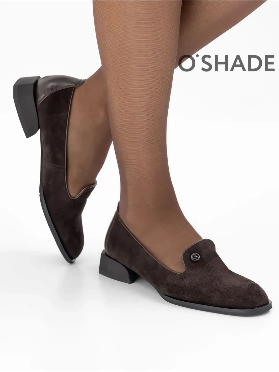 Лоферы женские замшевые коричневые