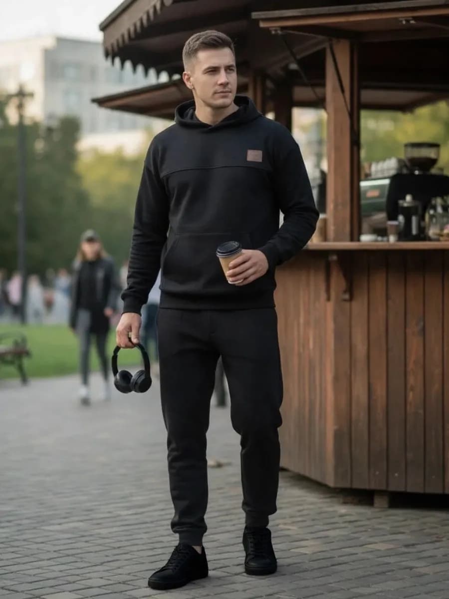 Спортивный костюм с капюшоном без начеса - фото 1