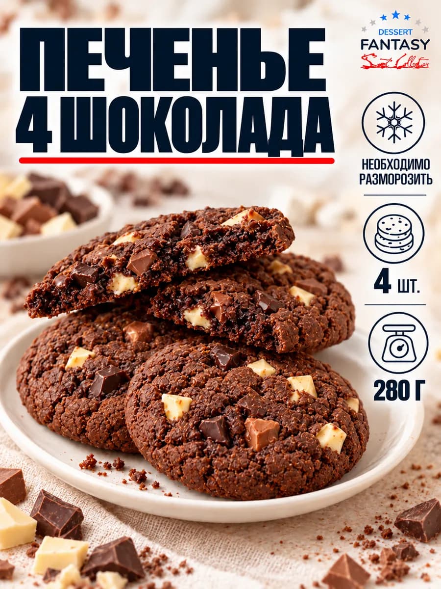 Печенье 4 шоколада 280 г 4 шт