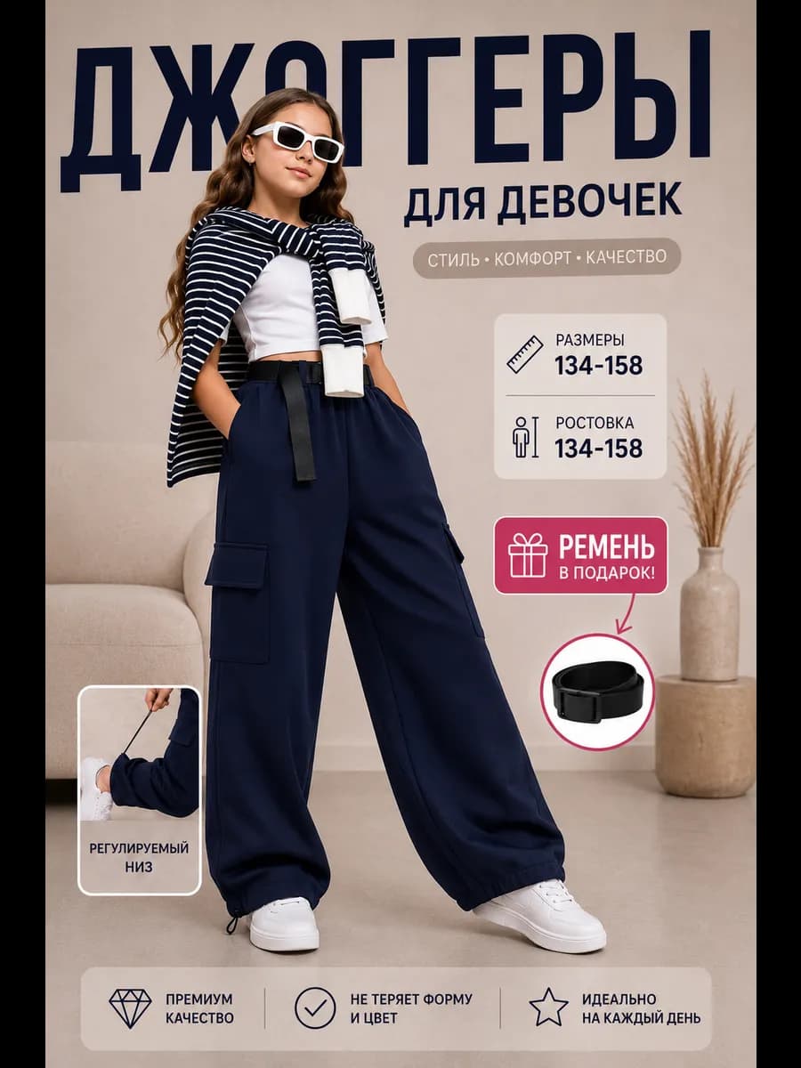 Джоггеры школьные для девочки