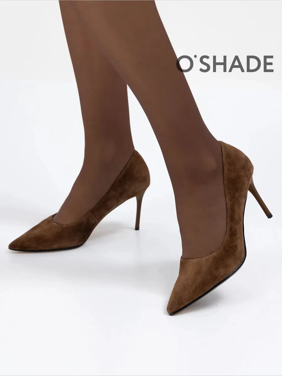 Туфли женские на каблуке коричневые - фото 1