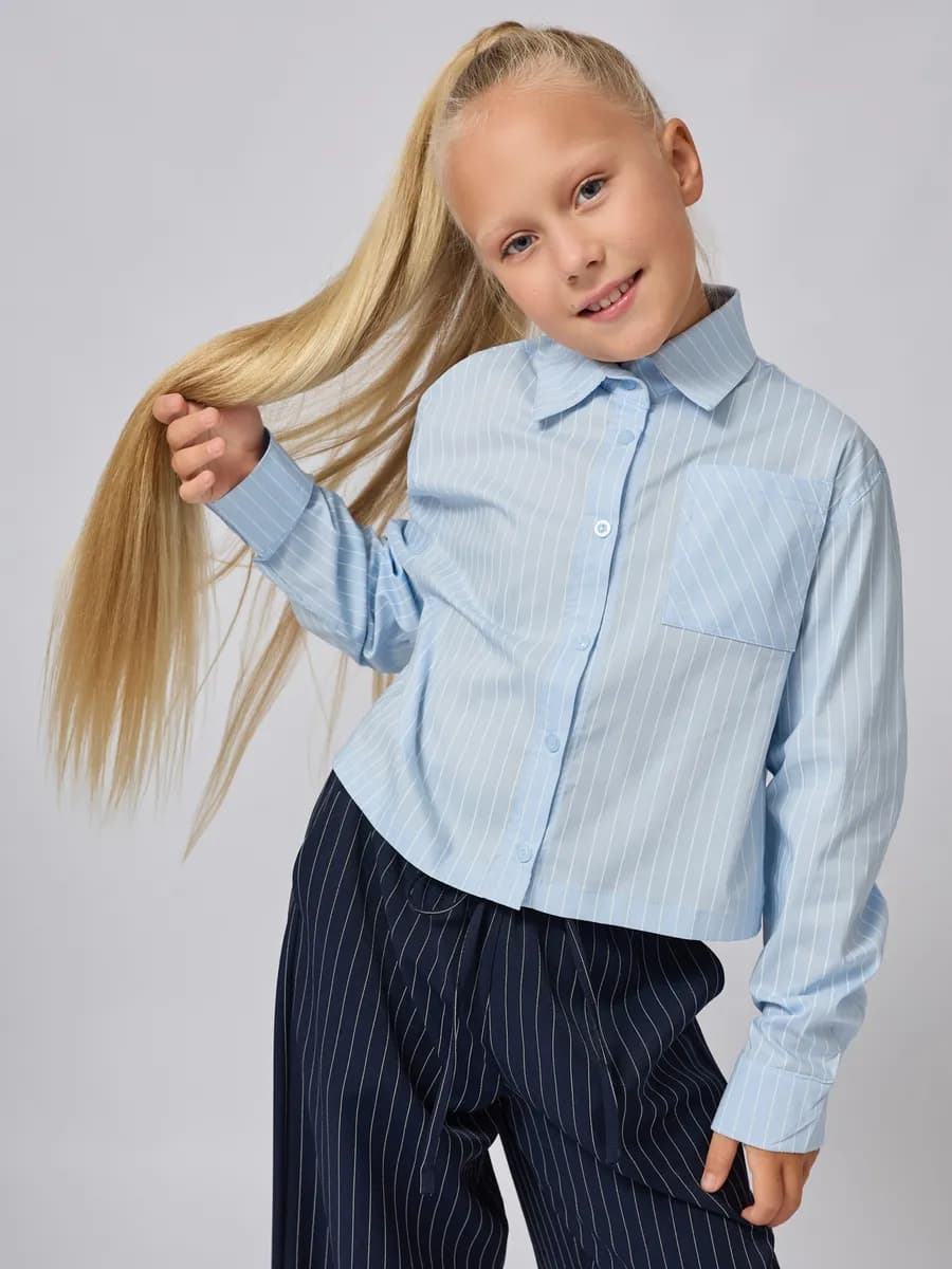 Рубашка для девочки школьная с длинным рукавом