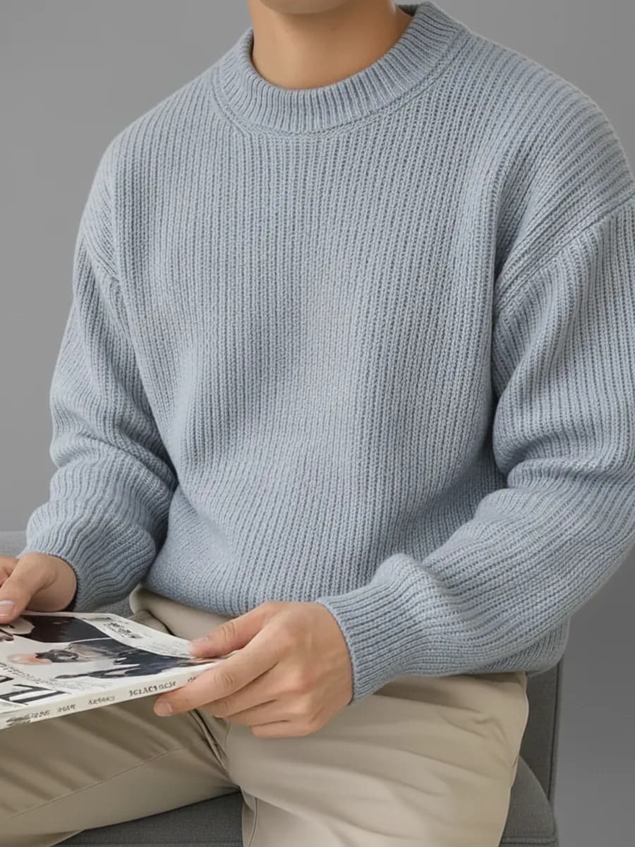 Свитер теплый оверсайз вязаный без горла