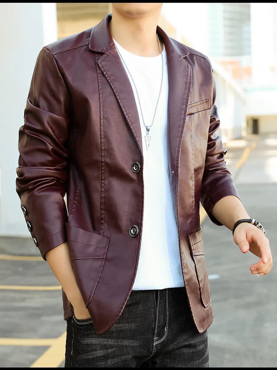 Кожаный пиджак мужской