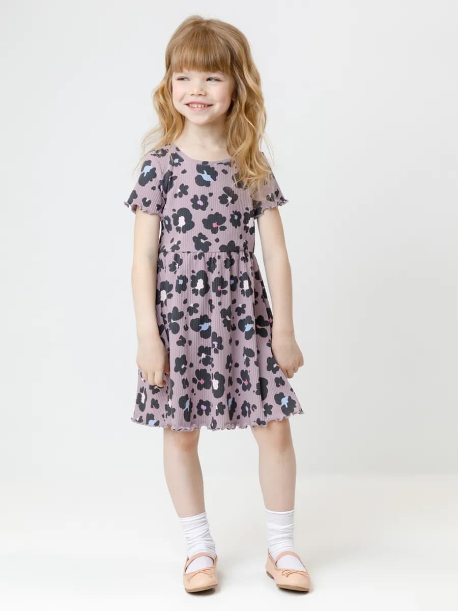 Платье в рубчик летнее для девочки, хлопок