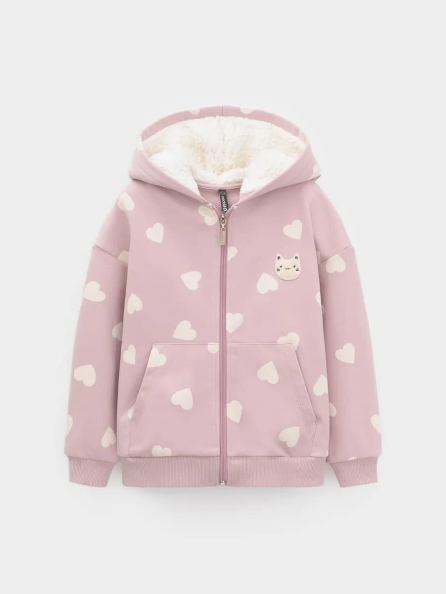 Трикотажная толстовка на молнии для девочки, розовая