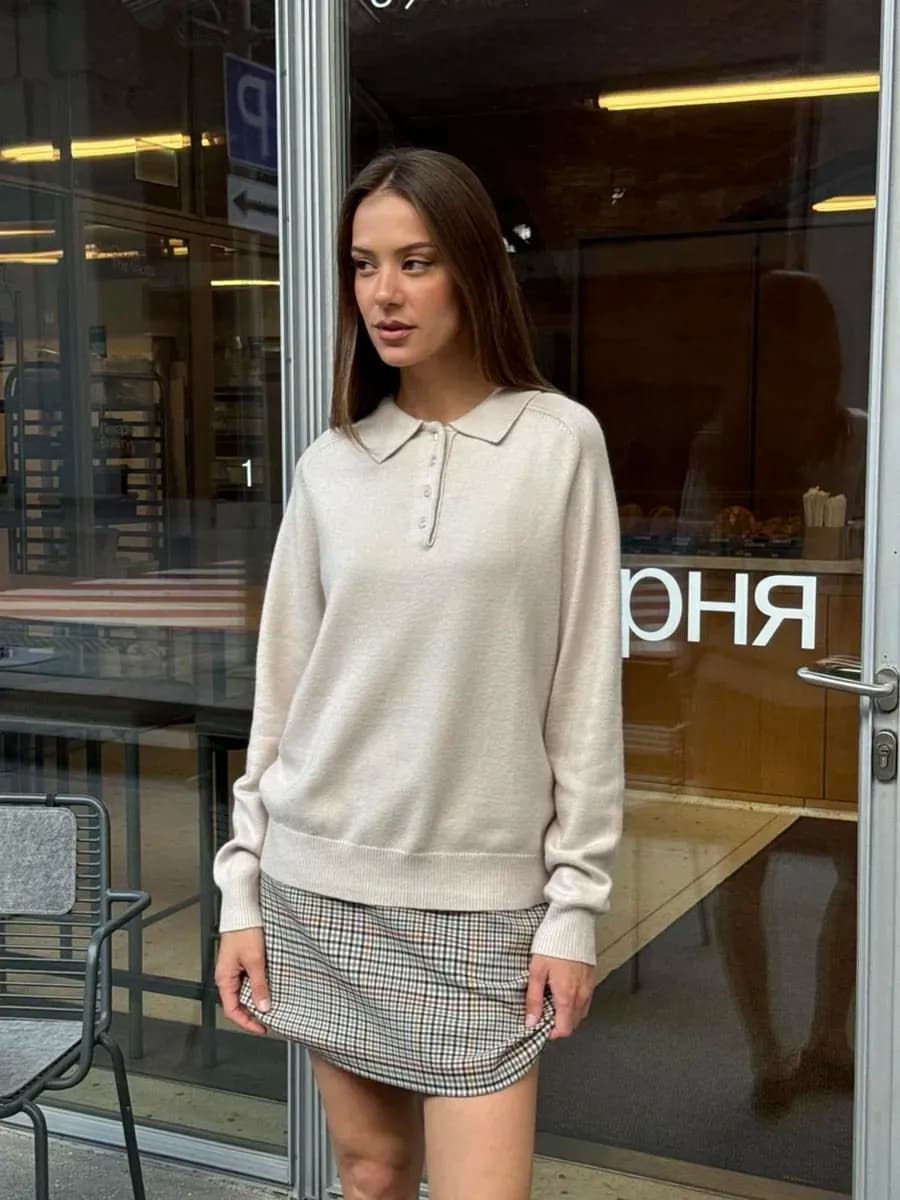 Вязаный джемпер поло на пуговицах