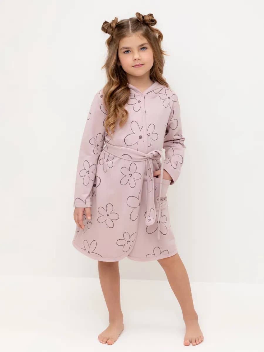 Трикотажный халат из петельчатого футера для девочки