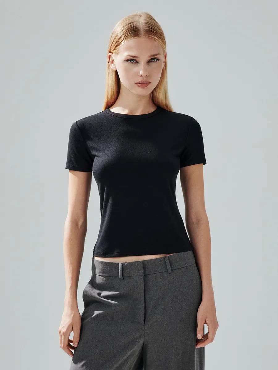 Футболка облегающая из вискозы - фото 1